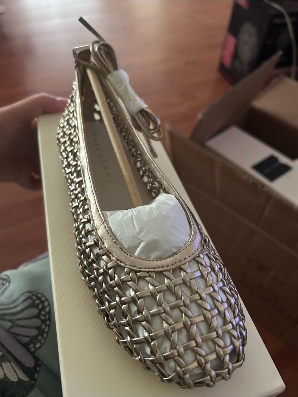 Yosi Samra Metallic Gold Woven Ballet Flat (new with tags) - Picture 2 of 3